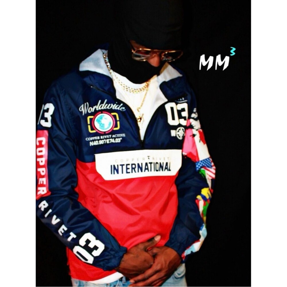 Men's Colorblock International Windbreaker Jacket - Navy & Red